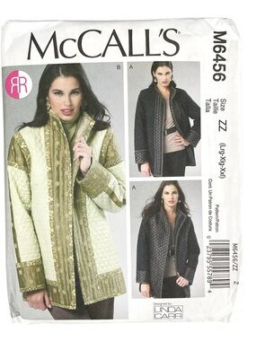 McCalls 6456 Reversible Jackets Lined Open Front Misses Sz L XL XXL Sewing Plus